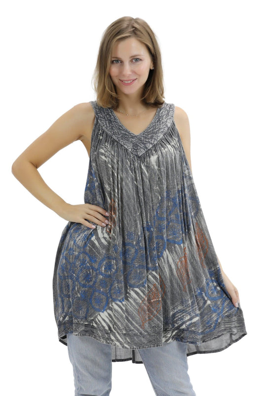 Jaipur Tie Dye V-Neck Tank Top 91 - Advance Apparels Inc