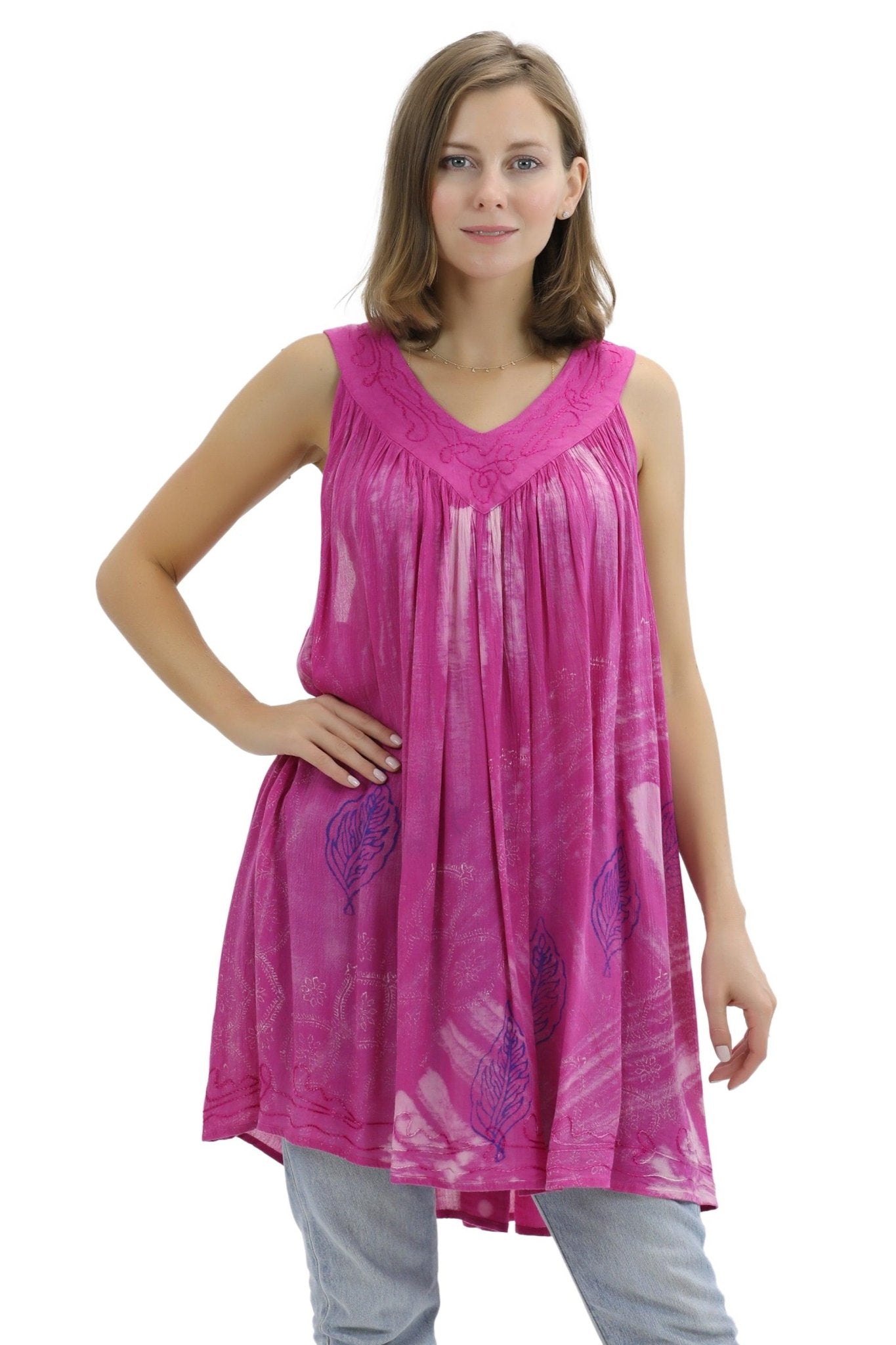 Jaipur Tie Dye V-Neck Tank Top 91 - Advance Apparels Inc