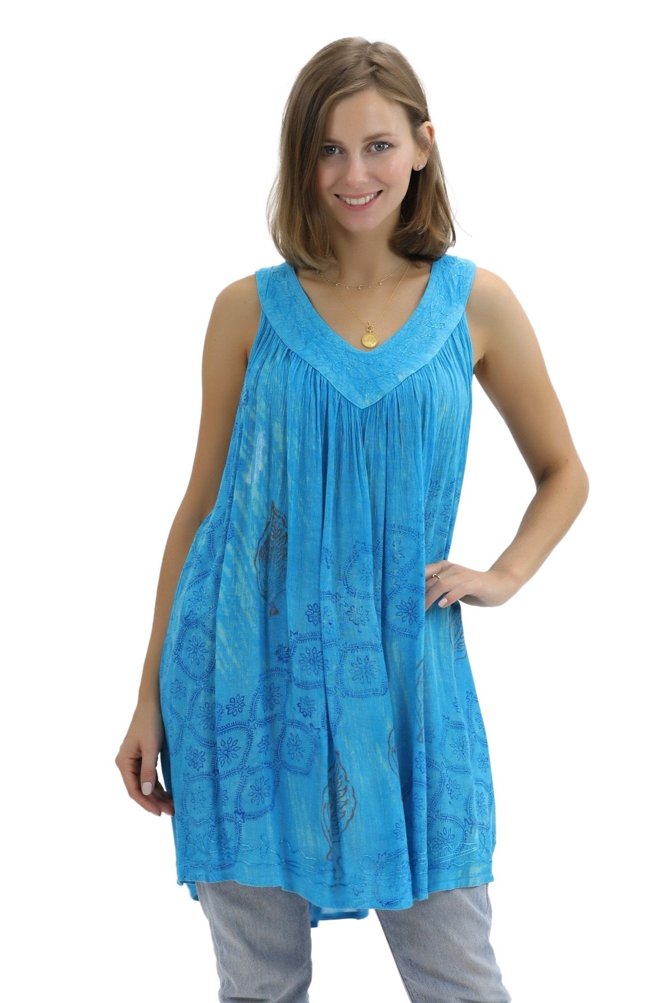 Jaipur Tie Dye V-Neck Tank Top 91 - Advance Apparels Inc