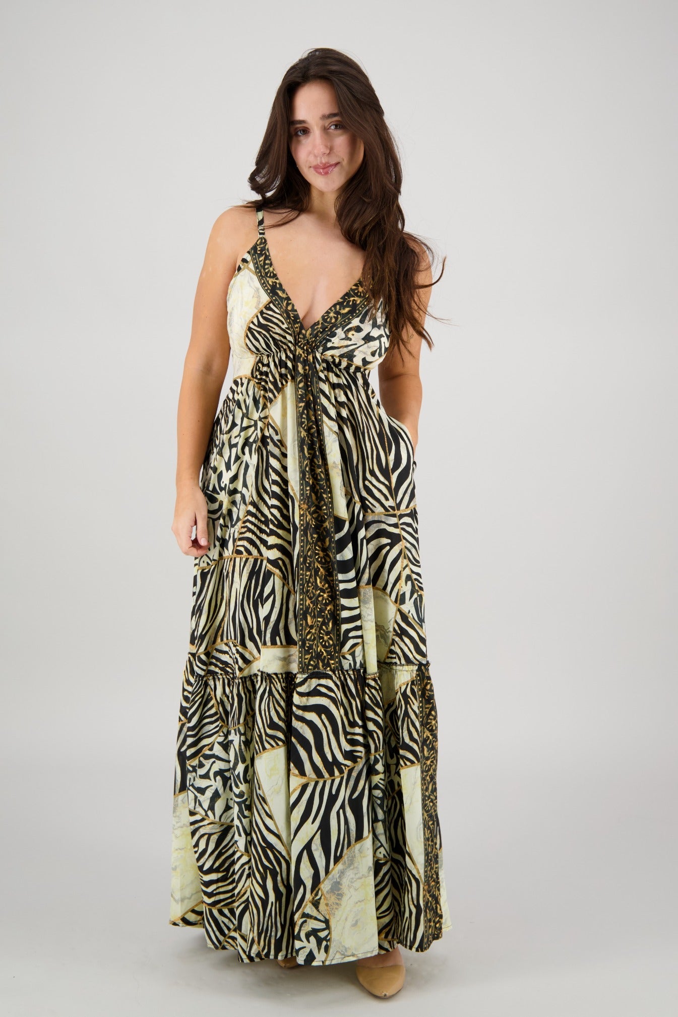 Animal Print Summer Maxi Dress – Patchwork Style, Tie Back, One Size C1 / One Size Fits Most Animal Print Summer Maxi Dress – Patchwork Style, Tie Back, One Size C1 / One Size Fits Most