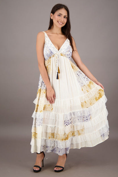 Bohemian Festival Dress with Tiered Skirt – Liora Patch Maxi C1 / 1X/2X Bohemian Festival Dress with Tiered Skirt – Liora Patch Maxi C1 / 1X/2X