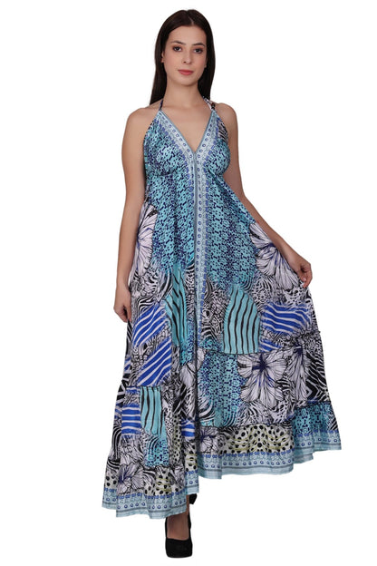 Long Silk Halter Top Dress AB-26038 - Advance Apparels Inc