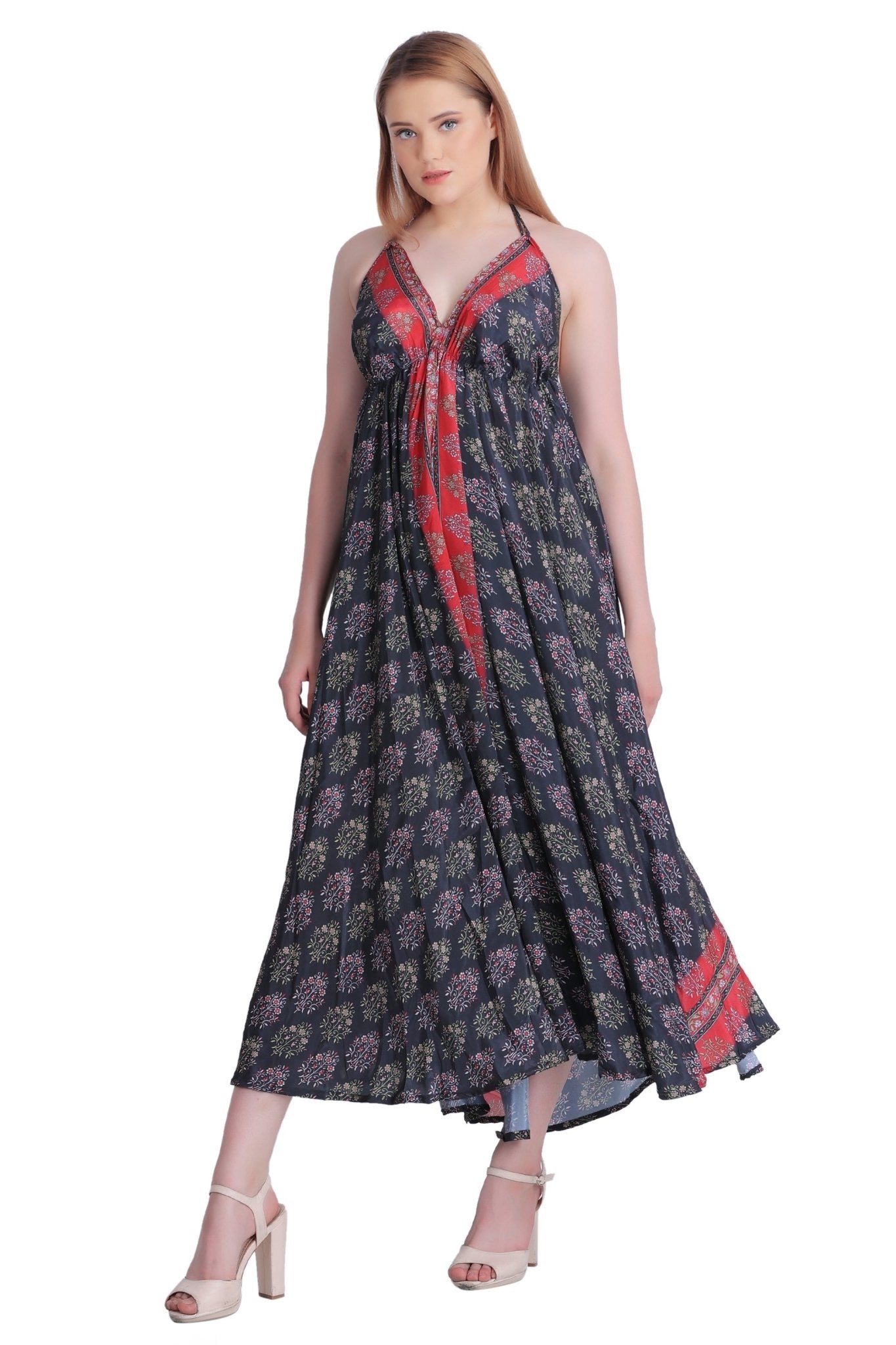 Long Silk Halter Top Dress AB23007 - Advance Apparels Inc
