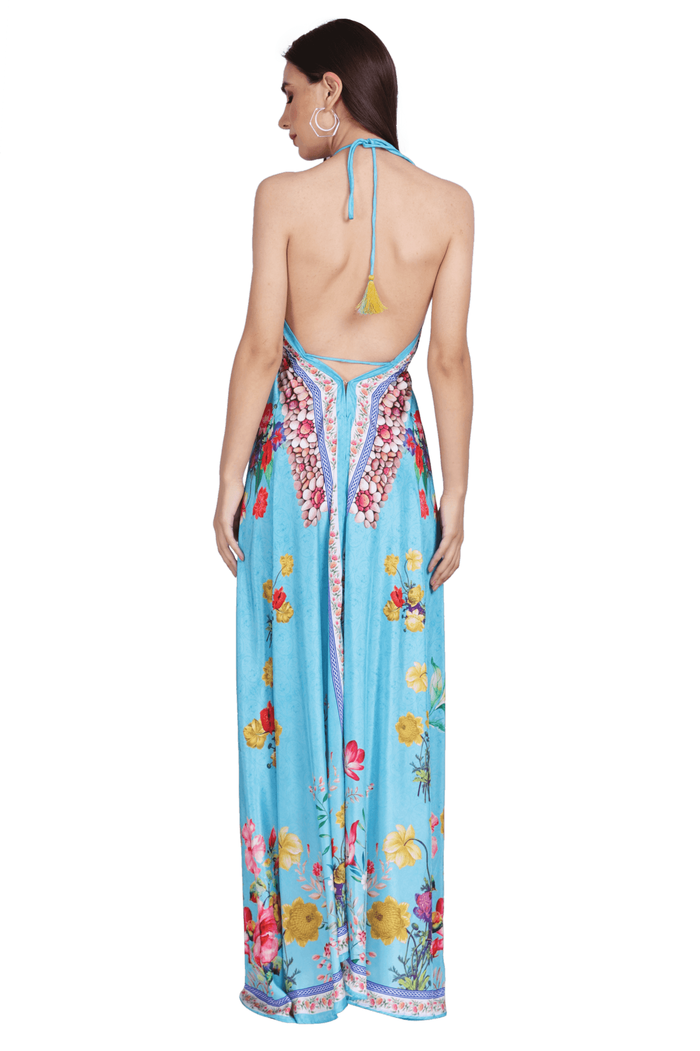 Long Silk Halter Top Dress PD-9710 - Advance Apparels Inc