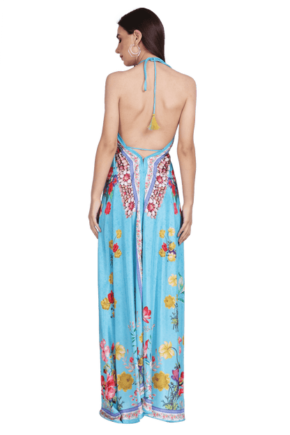 Long Silk Halter Top Dress PD-9710 - Advance Apparels Inc