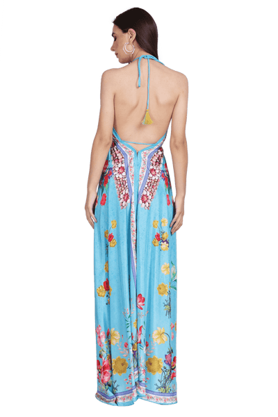 Long Silk Halter Top Dress PD-9710 - Advance Apparels Inc
