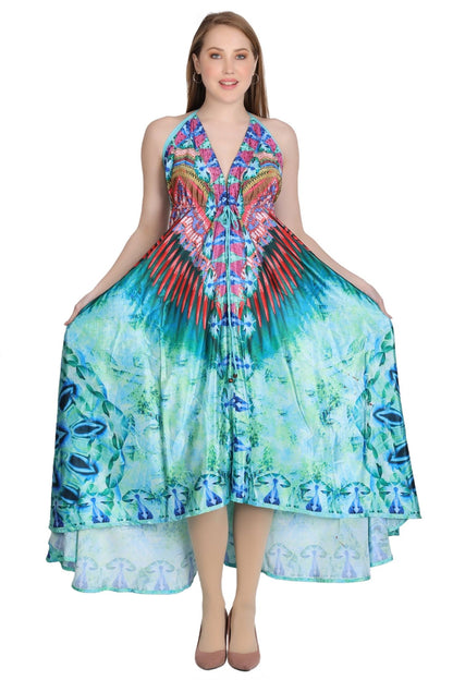 Long Silk Halter Top Dress PD-9711 - Advance Apparels Inc
