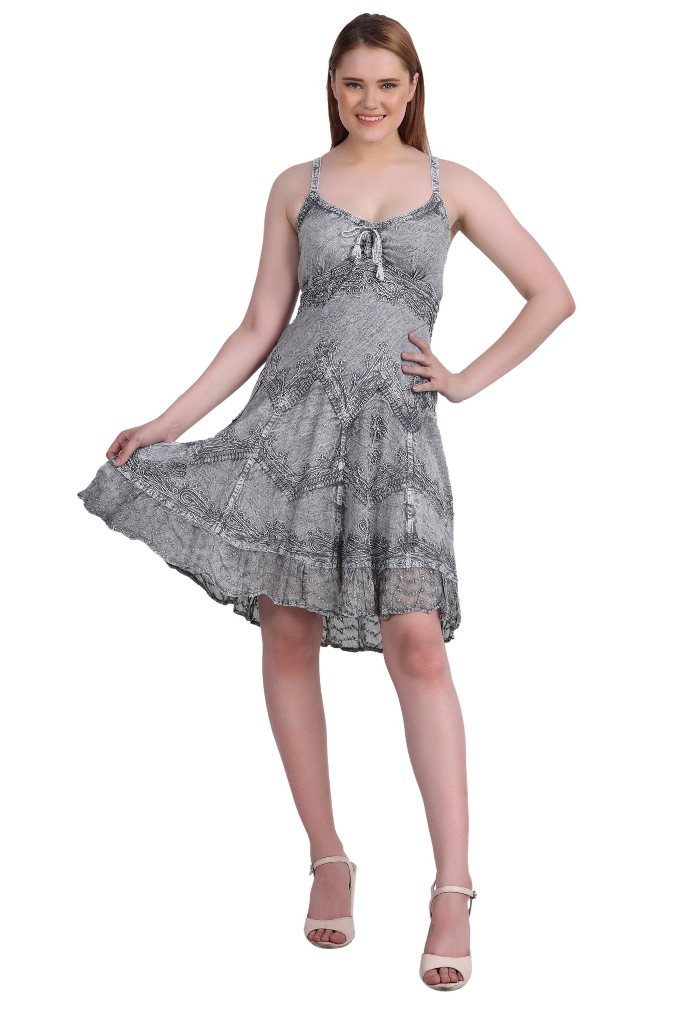 Mid - Length Acid Wash Dress 1304 - Advance Apparels Inc