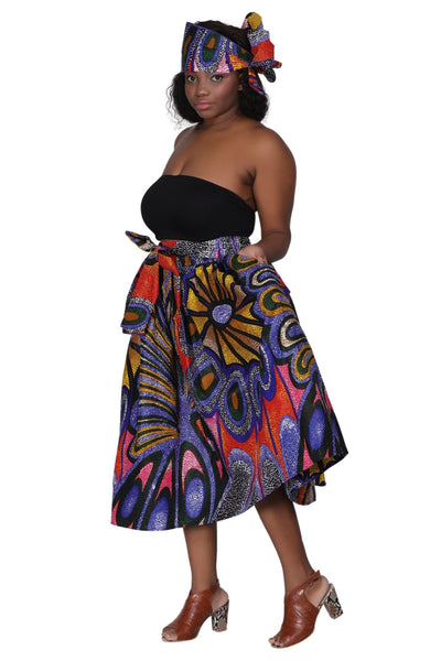 Mid-Length African Print Skirt 16321-502 - Advance Apparels Inc