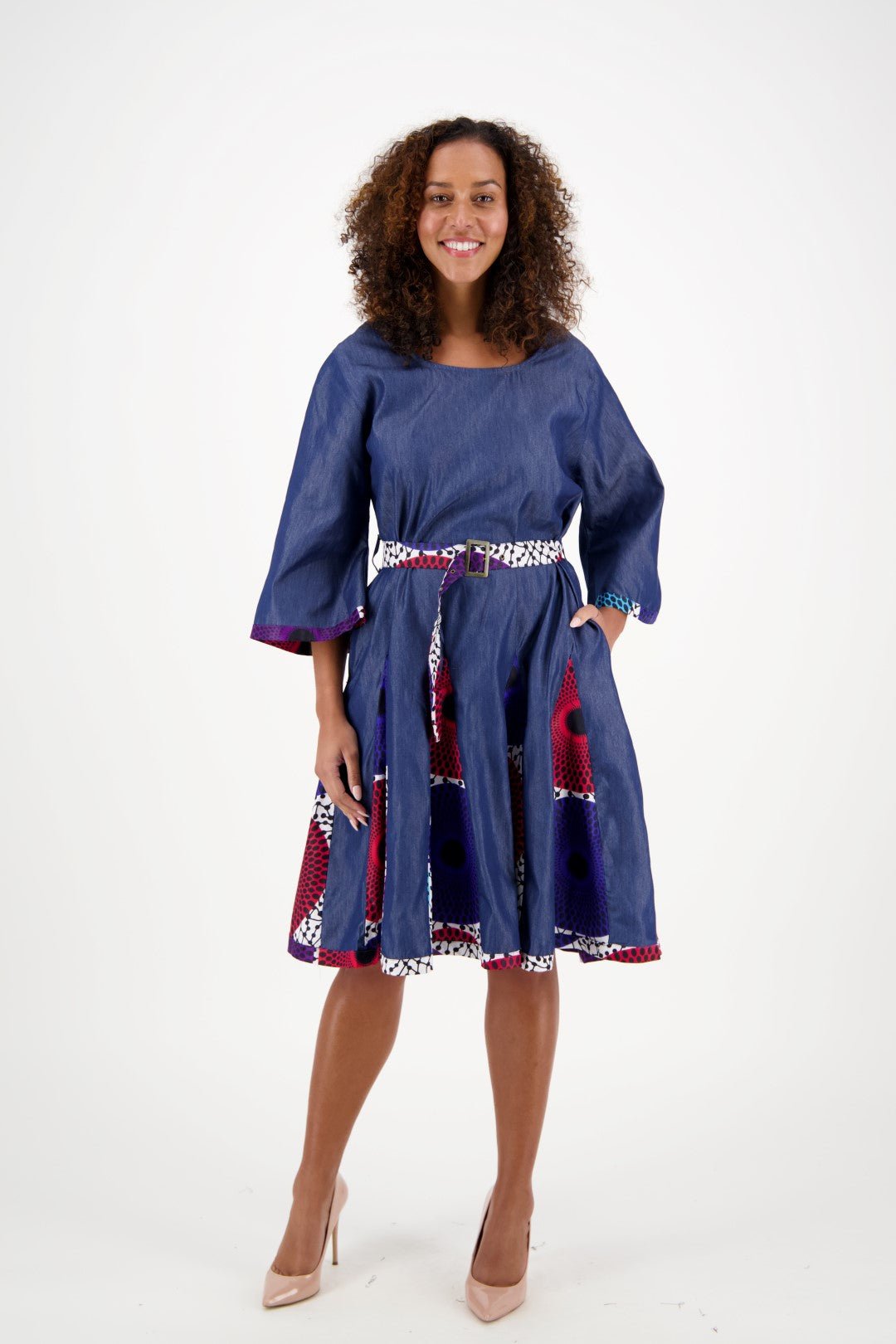 Mid-Length Ankara Print Long Sleeve Maxi Dress 2194