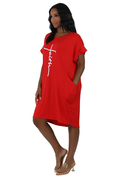 Mid-Length "Faith" Knitted Short Sleeve Dress 5555 - Advance Apparels Inc