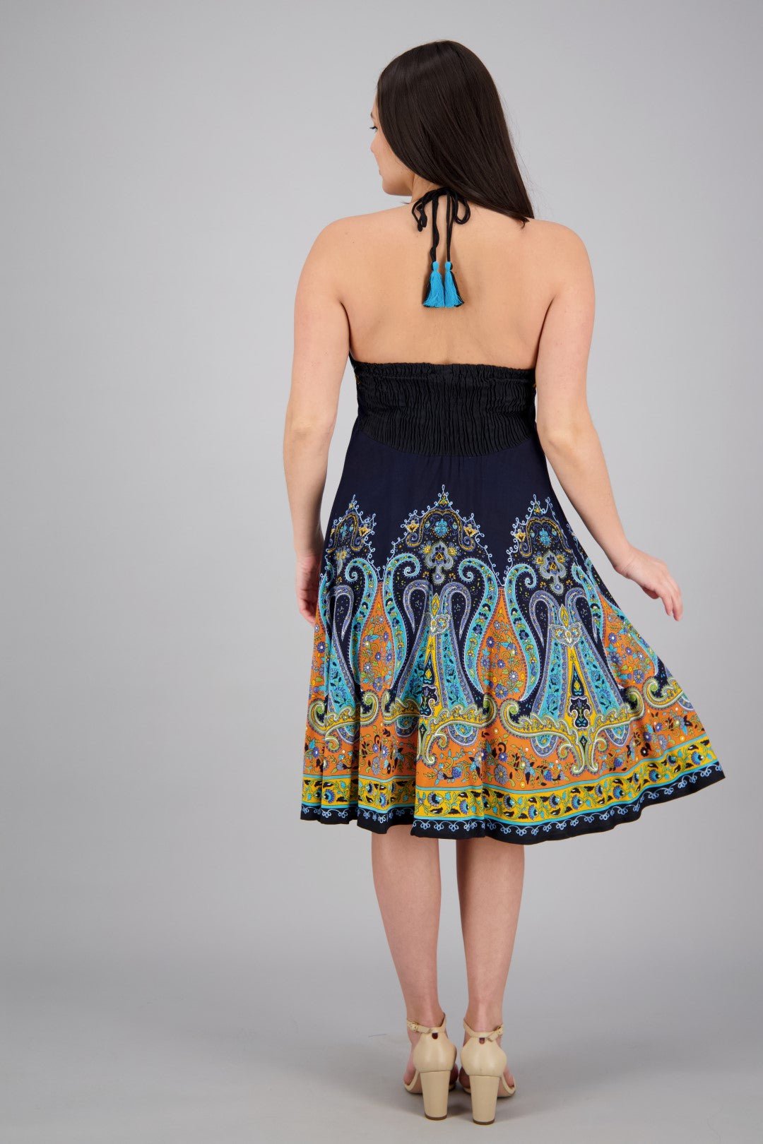 Mid-Length Halter Top Batik Dress 1969 Yellow / One Size Fits Most Mid-Length Halter Top Batik Dress 1969 Yellow / One Size Fits Most