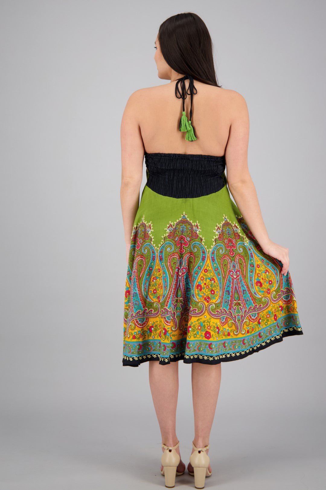Mid-Length Halter Top Batik Dress 1969 Yellow / One Size Fits Most