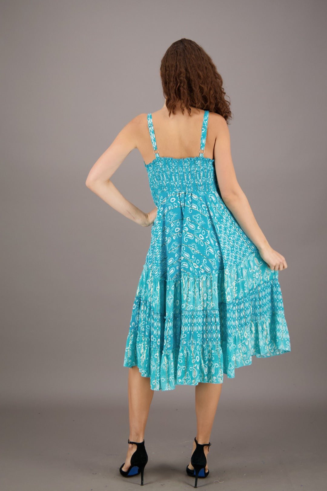 Elegant Blue Striped Boho Dress for Summer C1 / One Size Fits Most Elegant Blue Striped Boho Dress for Summer C1 / One Size Fits Most