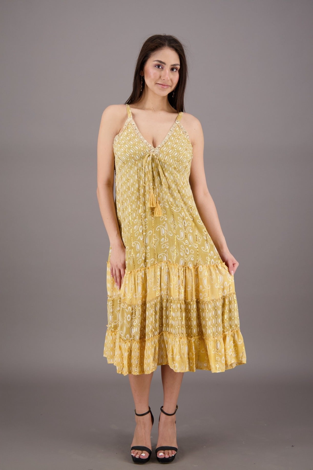 Middy Paisley Print Boho Dress 27919 - Advance Apparels Inc