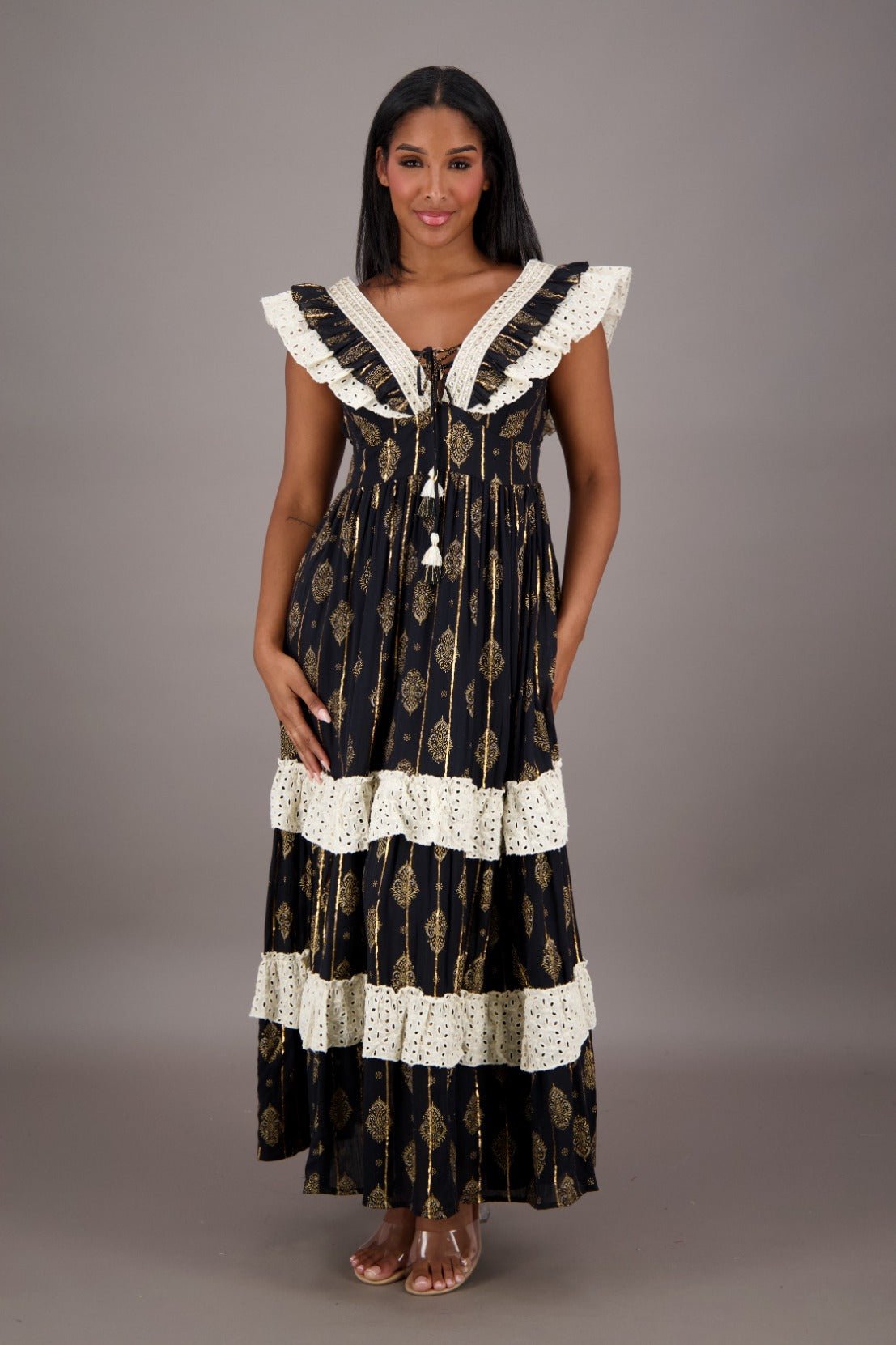 Midnight Hue Ruffle Maxi 24703 - Advance Apparels Inc