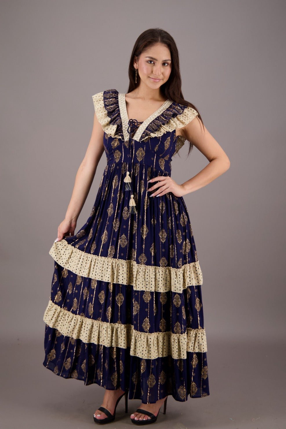 Midnight Hue Ruffle Maxi 24703 - Advance Apparels Inc