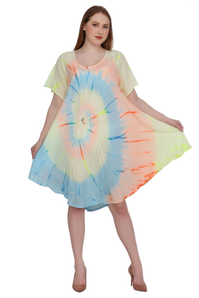 Neon Tie Dye Cap Sleeve Dress 442128 - Advance Apparels Inc