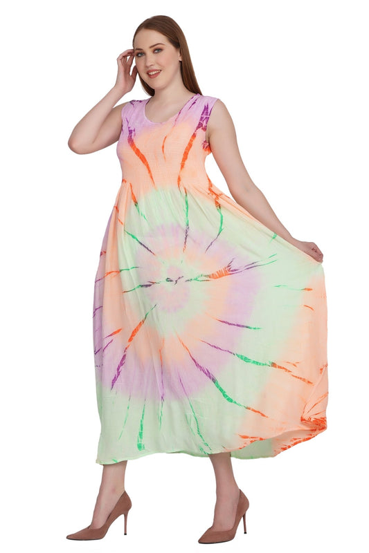 Neon Tie Dye Sleeveless Dress 522138 - Advance Apparels Inc