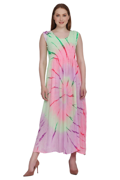 Neon Tie Dye Sleeveless Dress 522138 - Advance Apparels Inc