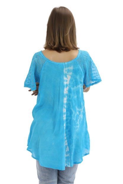 Ocean Tide Tie - Dye Cap Sleeve Blouse 18718 - Advance Apparels Inc