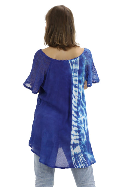 Ocean Tide Tie - Dye Cap Sleeve Blouse 18718 - Advance Apparels Inc