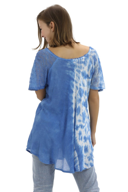 Ocean Tide Tie - Dye Cap Sleeve Blouse 18718 - Advance Apparels Inc