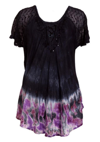 Oceanic Tie Dye Cap Sleeve Blouse 17783 - Advance Apparels Inc