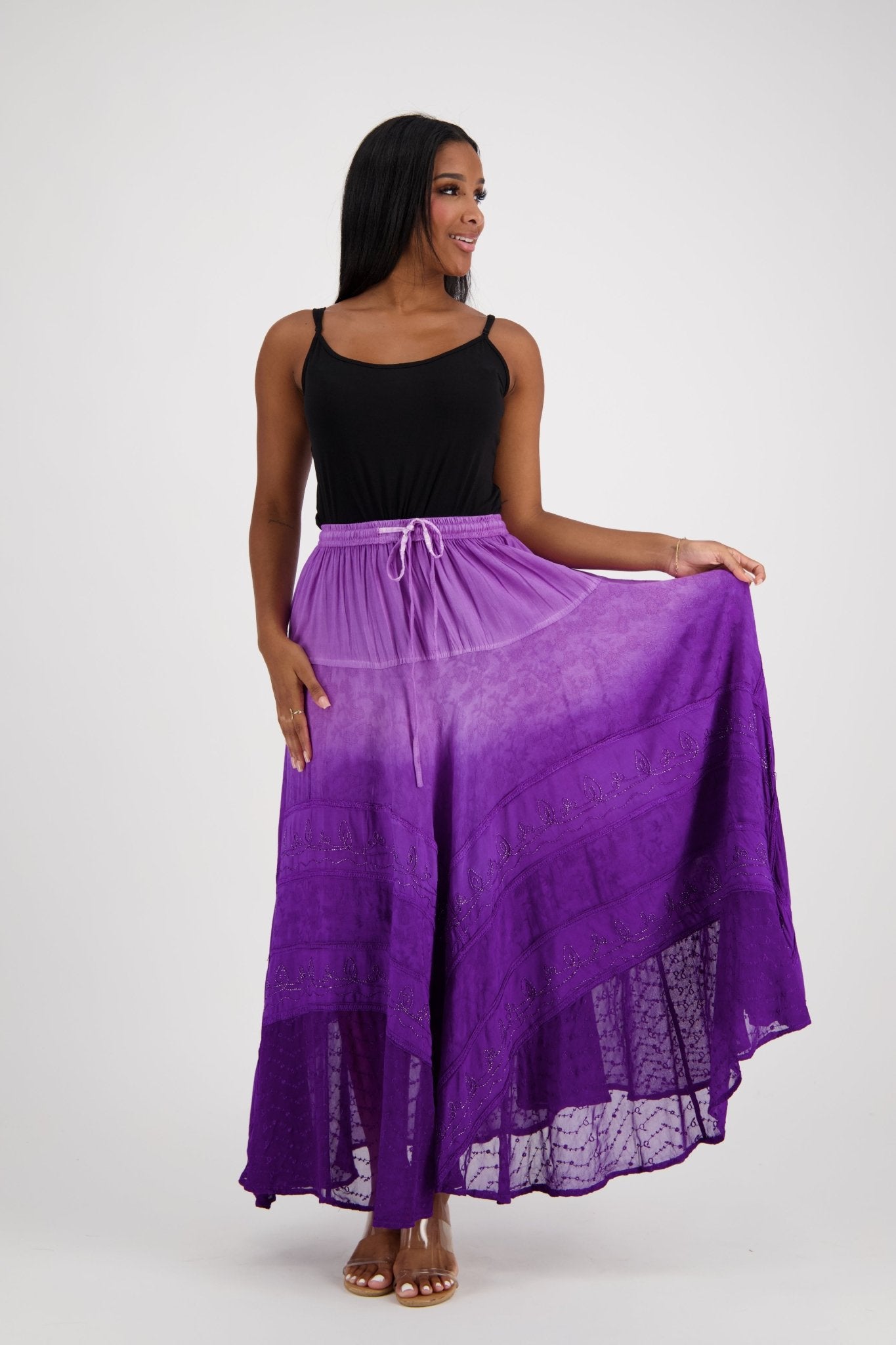 Ombre Acid Wash Skirt One Size 6 Colors 13228 - Advance Apparels Inc