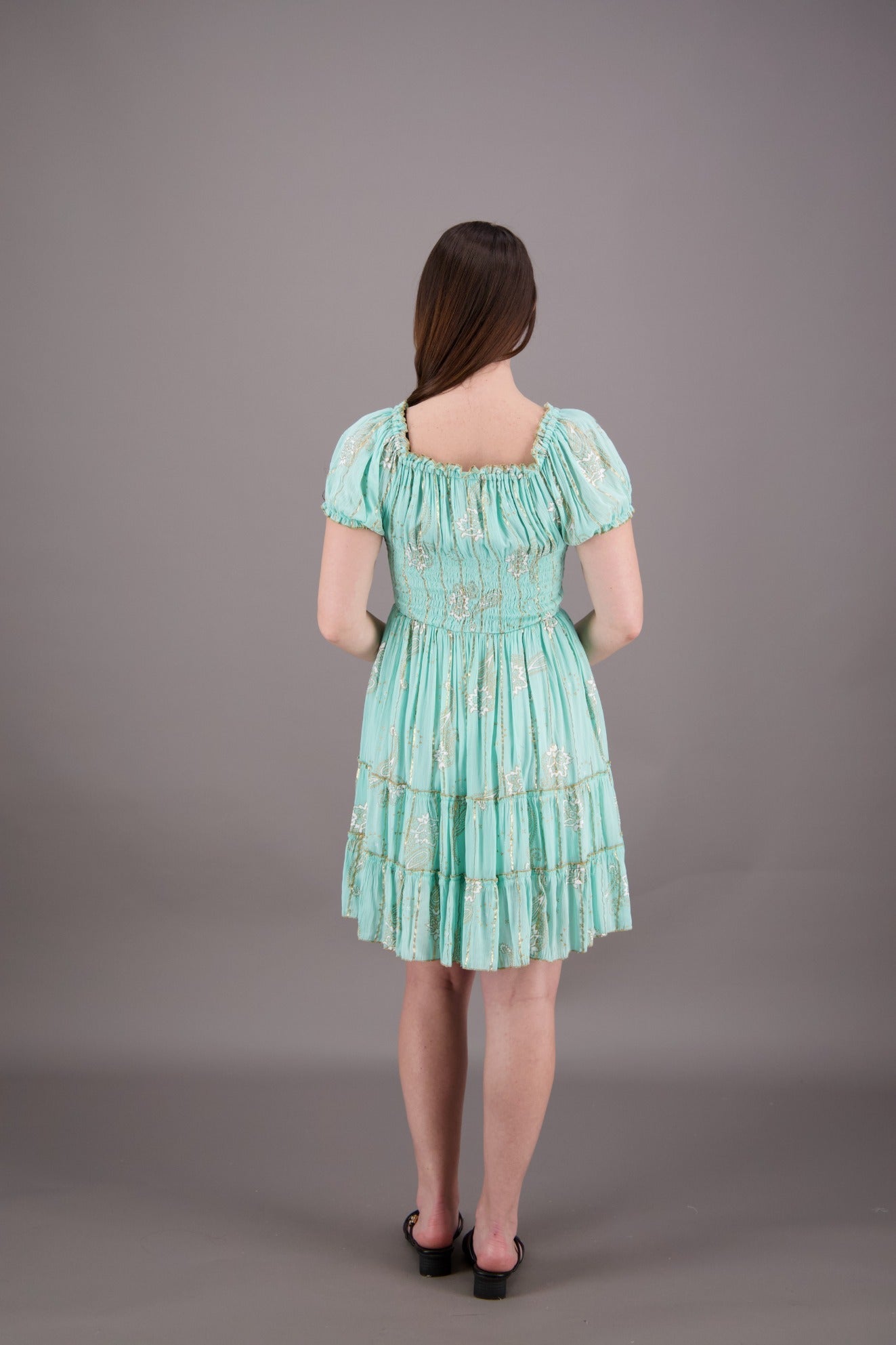 On/Off Shoulder Paisley Pastel Dress 24933 - Advance Apparels Inc