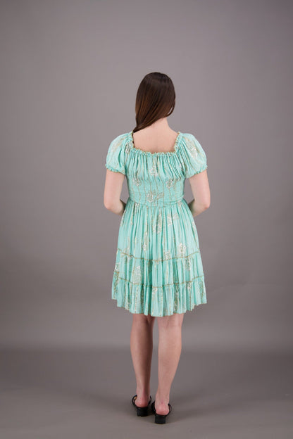 On/Off Shoulder Paisley Pastel Dress 24933 - Advance Apparels Inc
