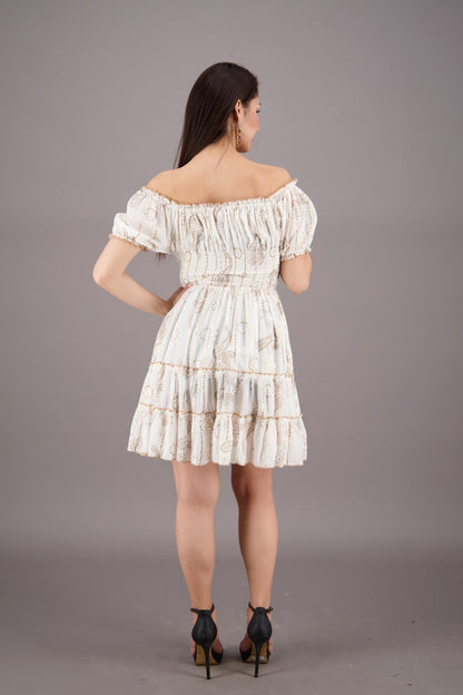 On/Off Shoulder Paisley Pastel Dress 24933 - Advance Apparels Inc