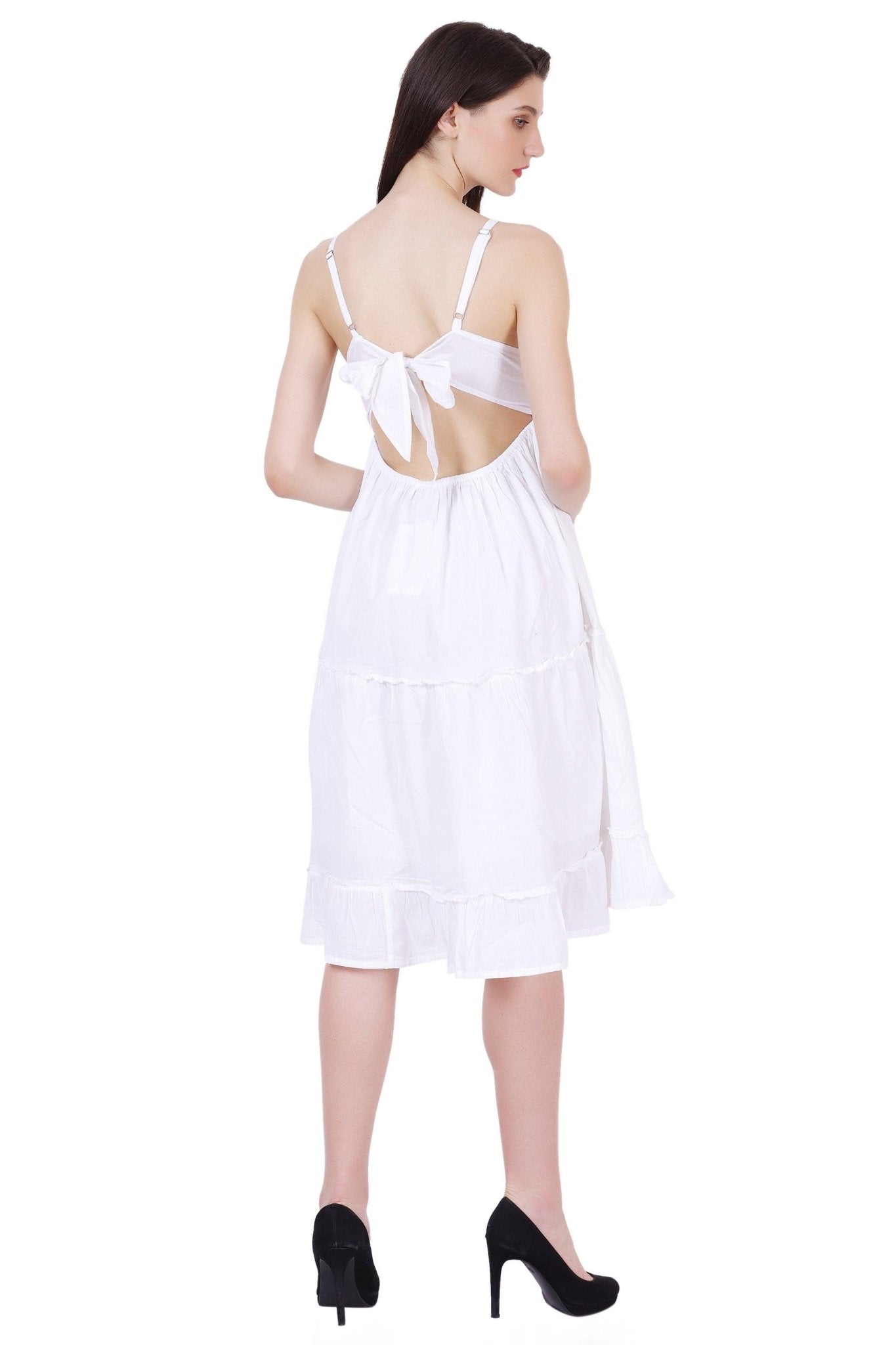 Open Back White Cotton Dress 96005 - Advance Apparels Inc