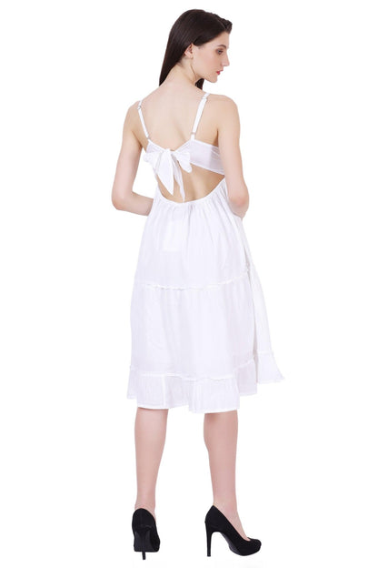 Open Back White Cotton Dress 96005 - Advance Apparels Inc