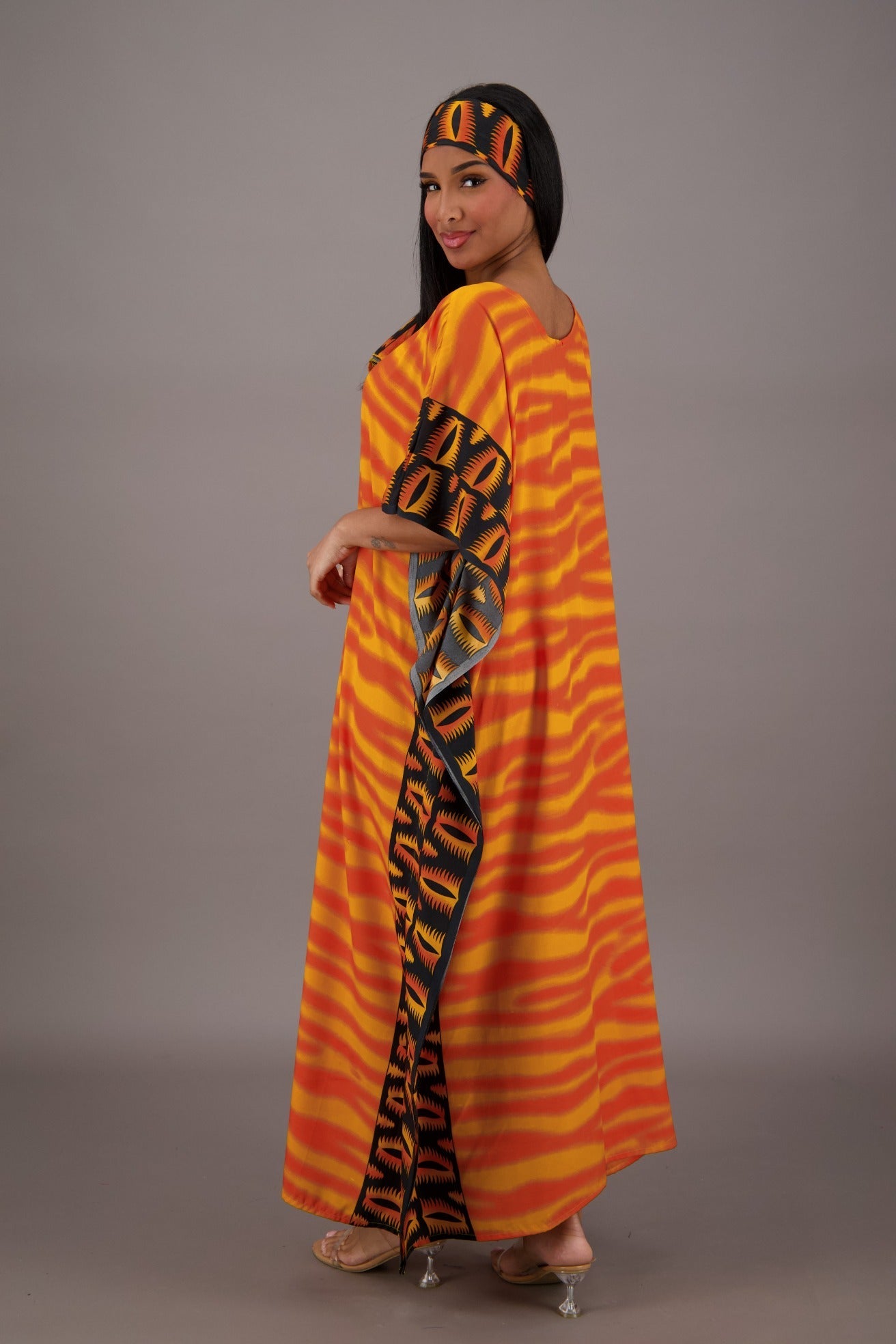 Orange Zebra Print Kaftan KAF-42202