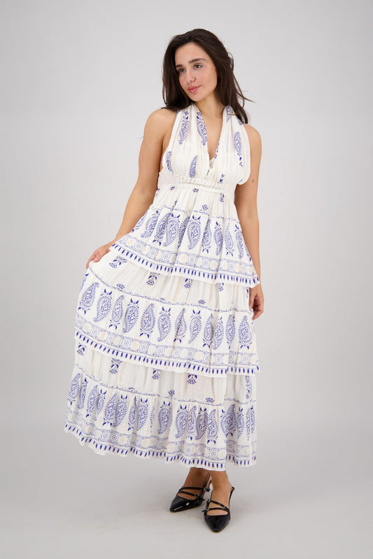 Paisley Layered Halter Dress 25107 - Advance Apparels Inc