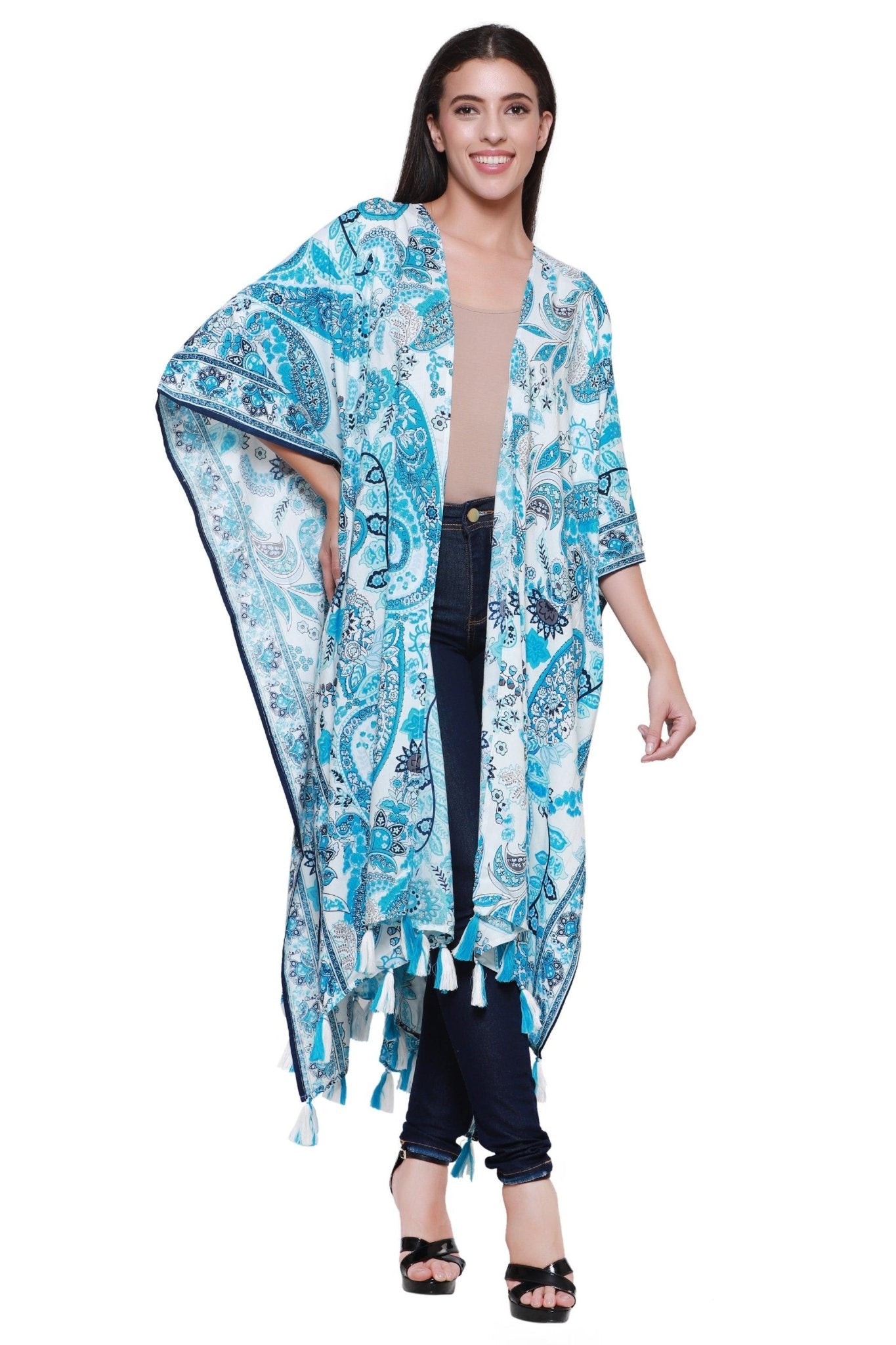 Paisley Print Beach Cover Up Kimono 22032 - Advance Apparels Inc