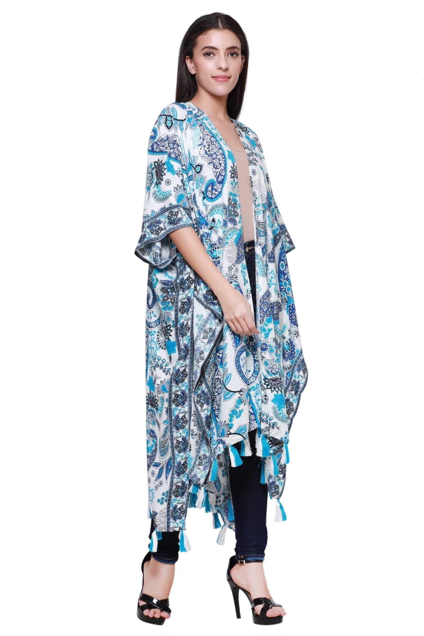 Paisley Print Beach Cover Up Kimono 22032 - Advance Apparels Inc