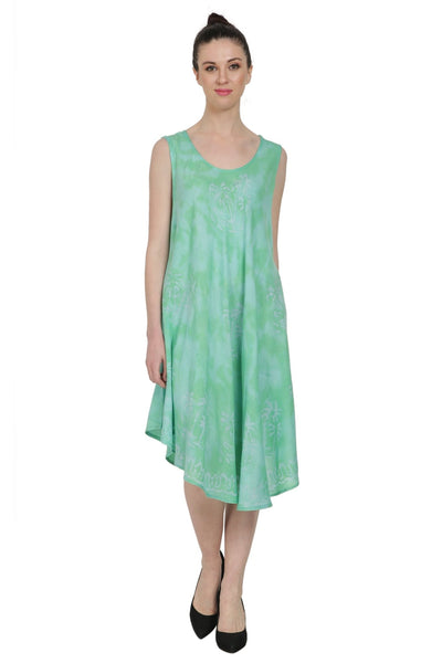 Palm Tree Block Print Beach Dress 2302 - Advance Apparels Inc
