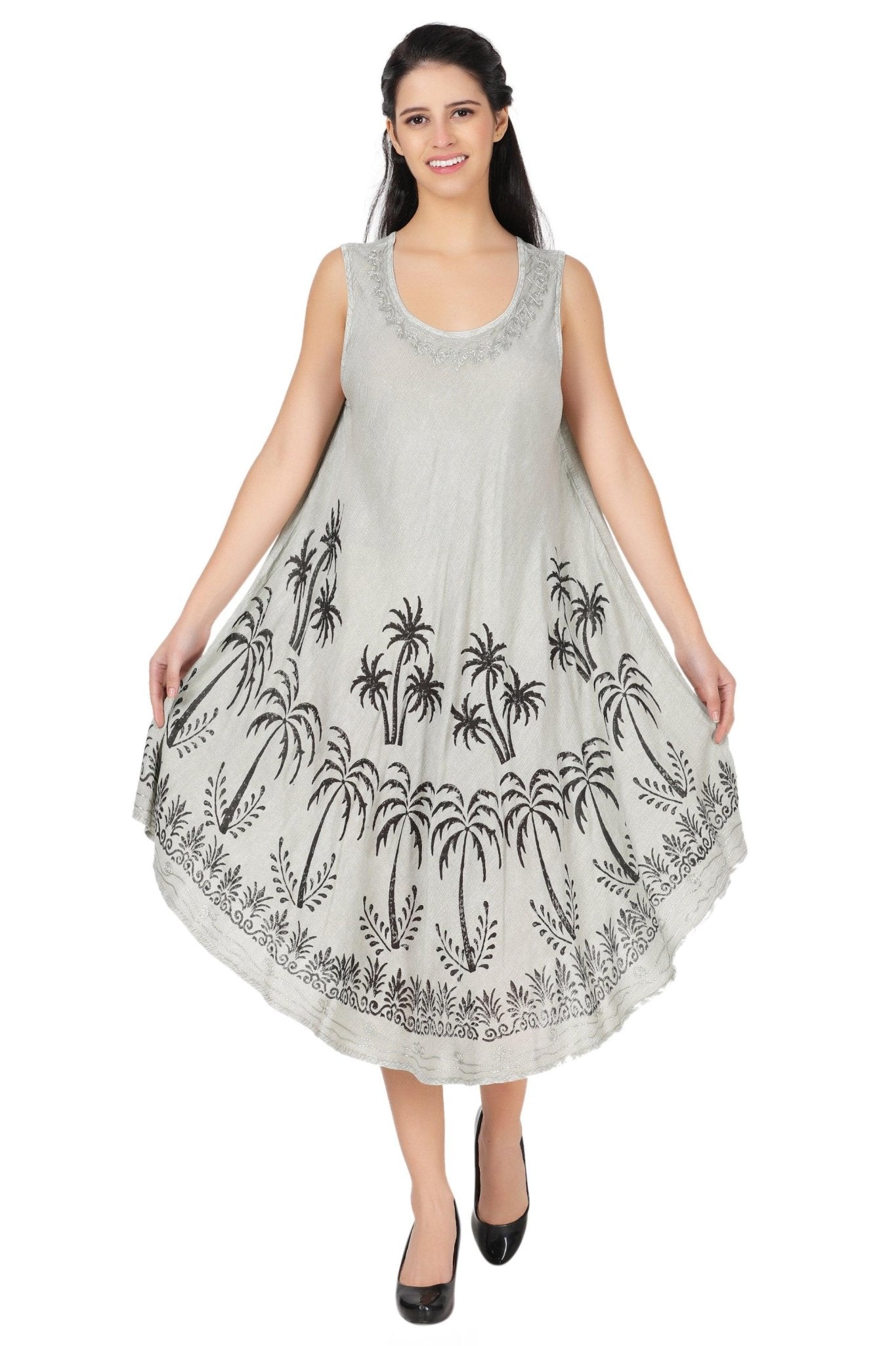 Palm Tree Block Print Dress 482157 - Advance Apparels Inc