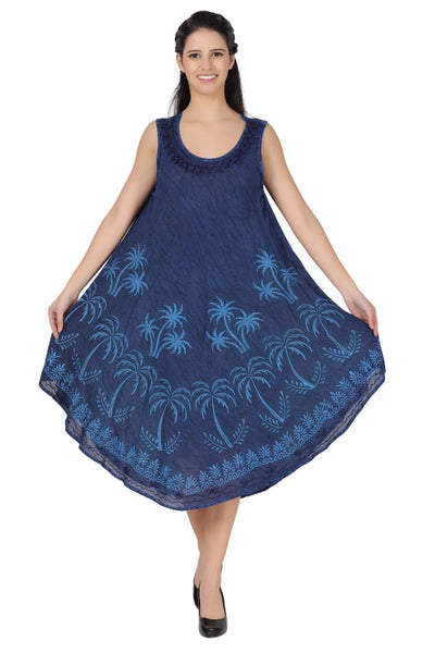 Palm Tree Block Print Dress 482157 - Advance Apparels Inc