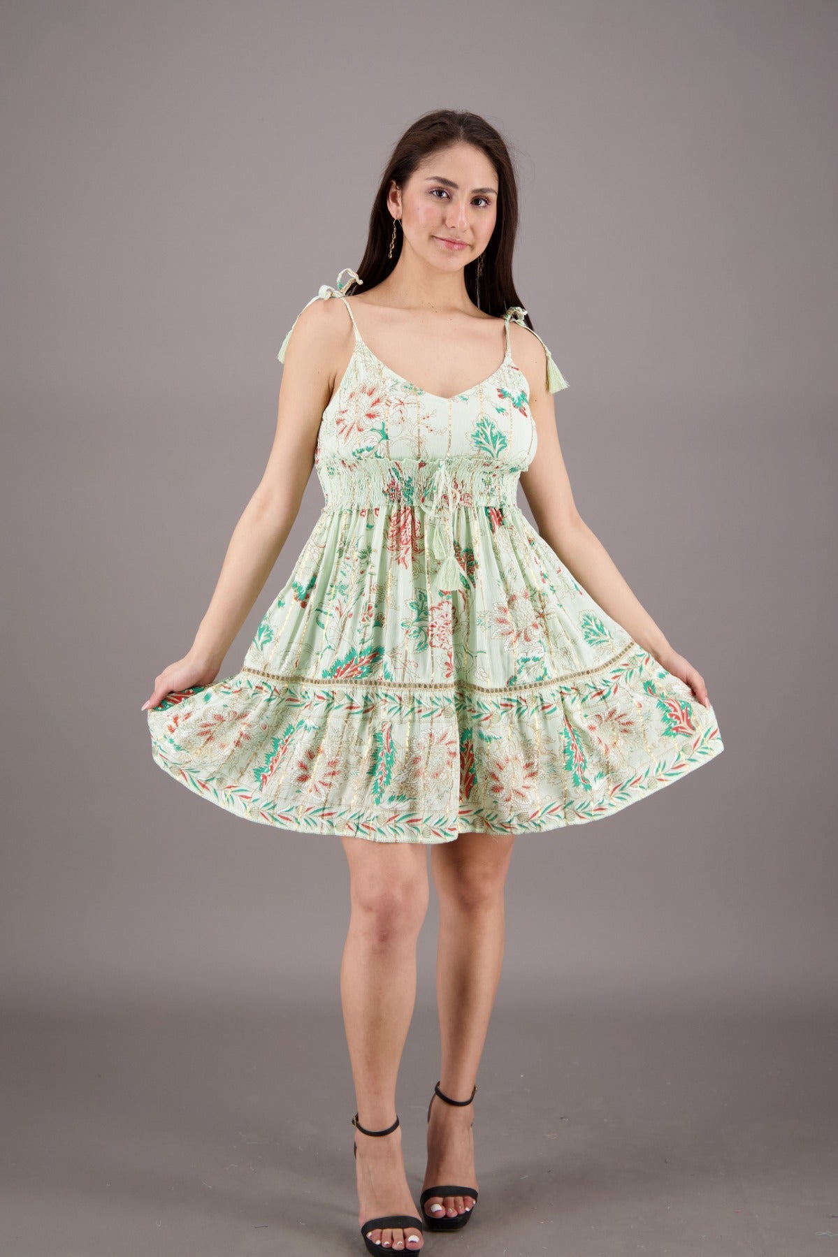 Pastel Floral Middy Dress 24925 - Advance Apparels Inc