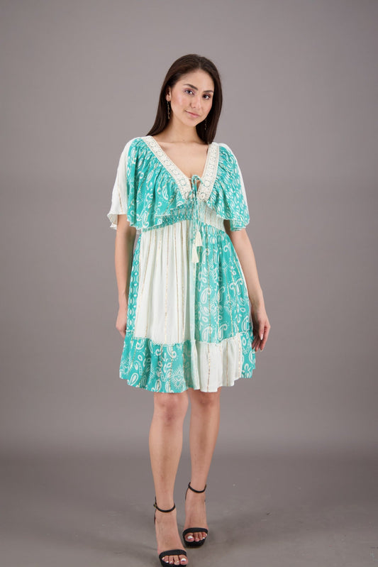 Pastel Flutter Sleeve Middy Dress 24929 - Advance Apparels Inc