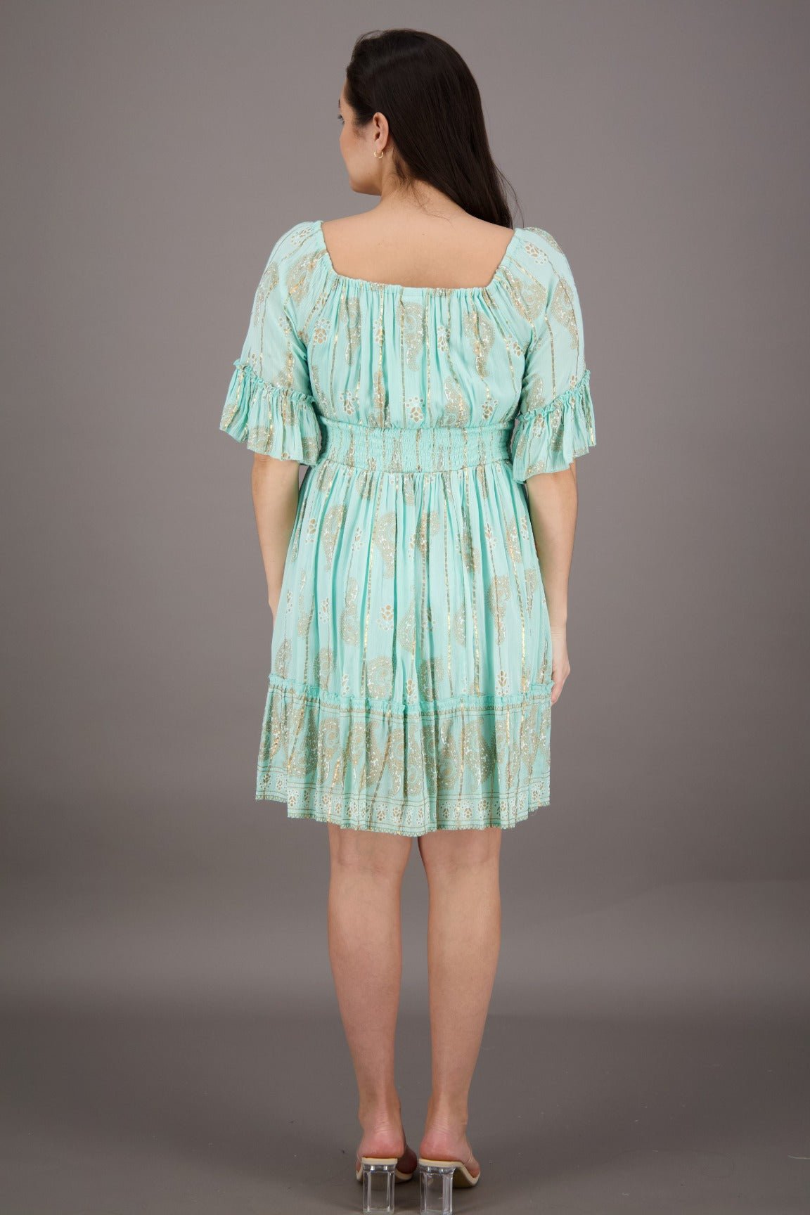 Pastel Paisley Short Sleeve Dress 24942 - Advance Apparels Inc
