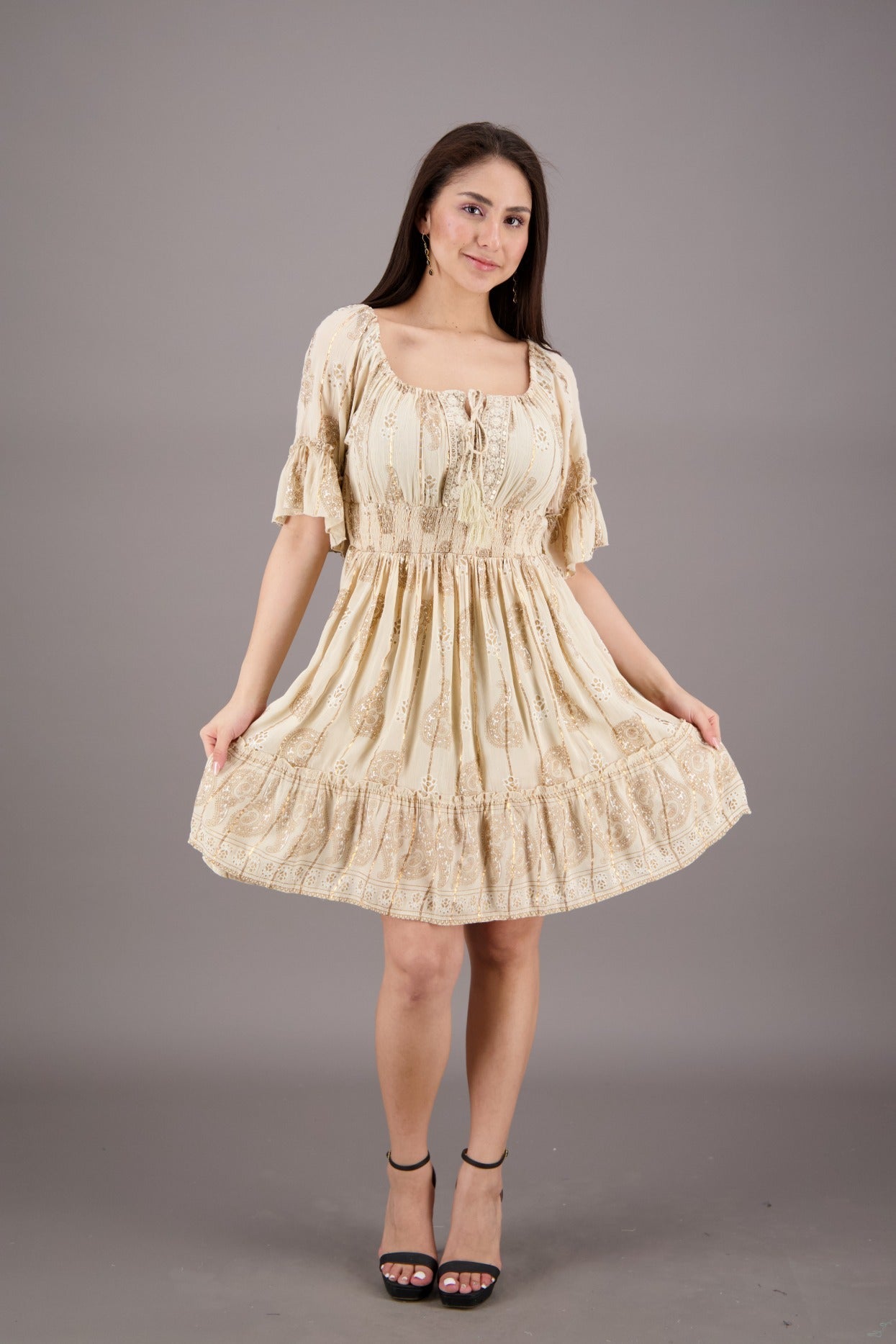 Pastel Paisley Short Sleeve Dress 24942 - Advance Apparels Inc