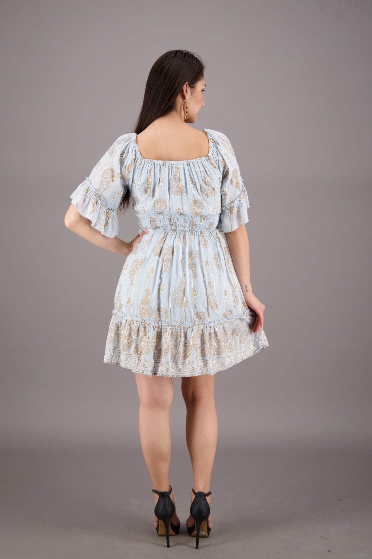 Pastel Paisley Short Sleeve Dress 24942 - Advance Apparels Inc