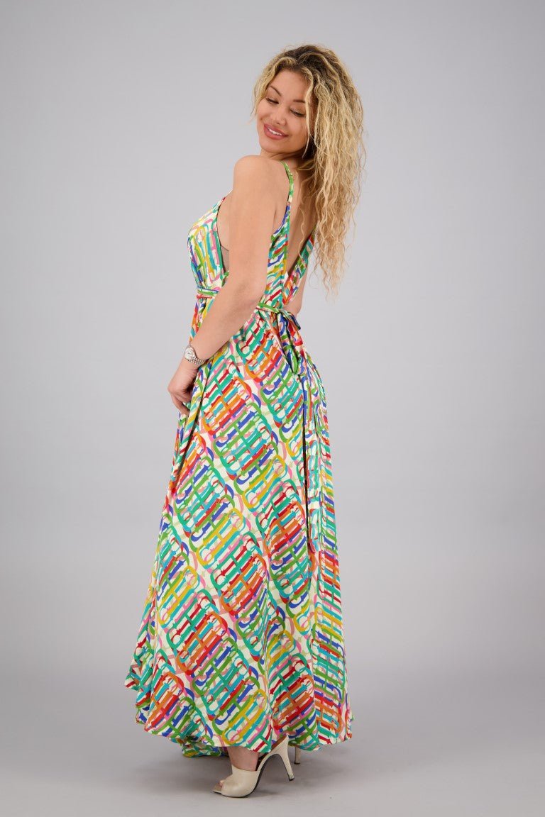Pastel Pop Theme Silk Dress AB16065 - Advance Apparels Inc