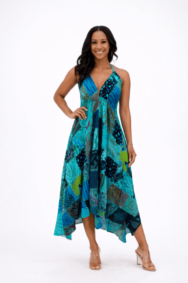 Patchwork Halter Dress PAT - 3274 - Advance Apparels Inc