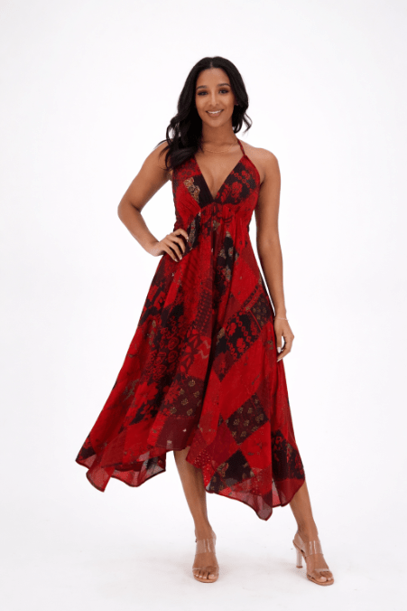 Patchwork Halter Dress PAT-3274 Advance Apparels Inc Patchwork Halter Dress PAT-3274 Advance Apparels Inc