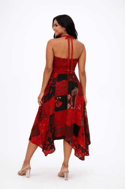 Patchwork Halter Dress PAT - 3274 - Advance Apparels Inc